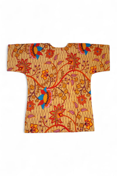 Dashiki Shirt / Dashiki Kleid - Beige & Orange Botanical Flow - Afrikanisches Top - Unisex