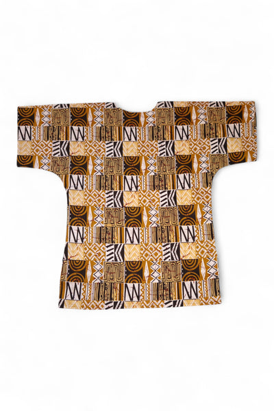 Dashiki Shirt / Dashiki Kleid - Sand Bogolan Mosaic - Afrikanisches Top - Unisex