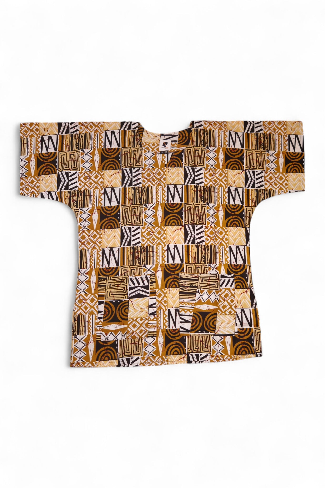 Dashiki Shirt / Dashiki Kleid - Sand Bogolan Mosaic - Afrikanisches Top - Unisex