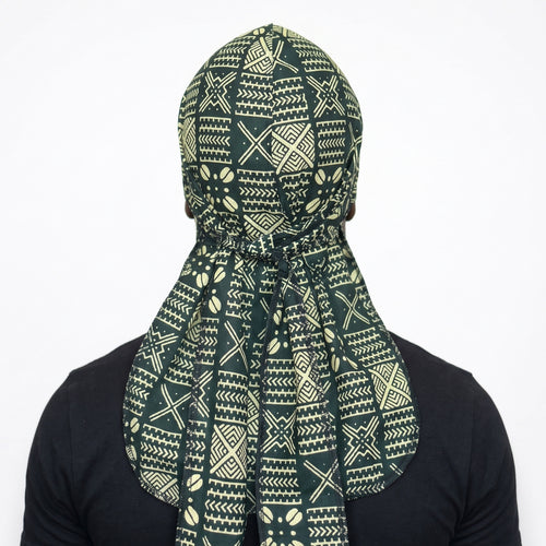 Durag / Du-rag / Bandana - Unisex - Grün Bogolan