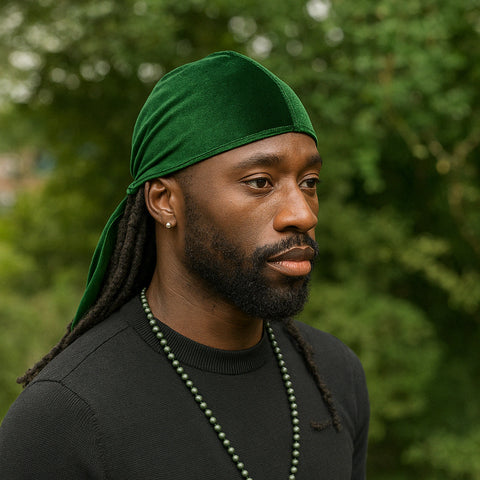 Samt Durag / Velvet Du-rag / Bandana - Unisex - Moosgrün