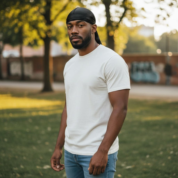 Durag / Du-rag / Bandana Seidig glatt - Unisex - Schwarz