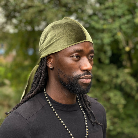 Samt Durag / Velvet Du-rag / Bandana - Unisex - Moosgrün