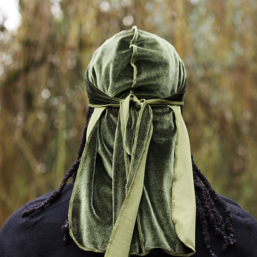 Samt Durag / Velvet Du-rag / Bandana - Unisex - Moosgrün