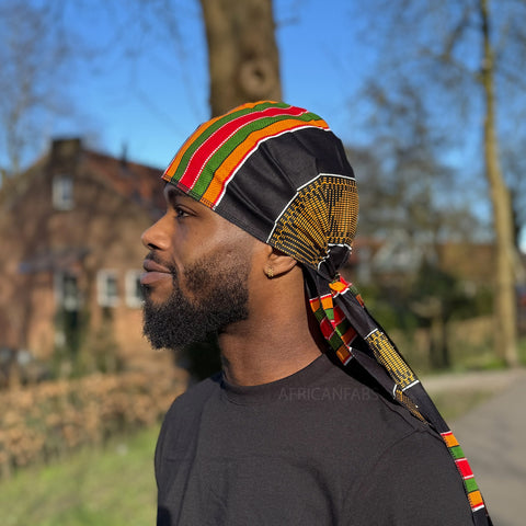 Durag / Du-rag / Bandana - Unisex - Schwarz Pan African kente