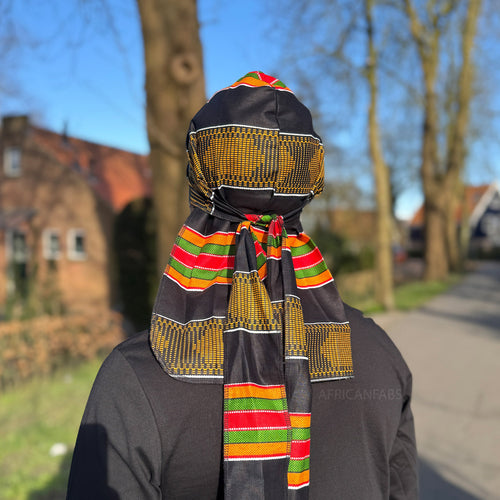 Durag / Du-rag / Bandana - Unisex - Schwarz Pan African kente