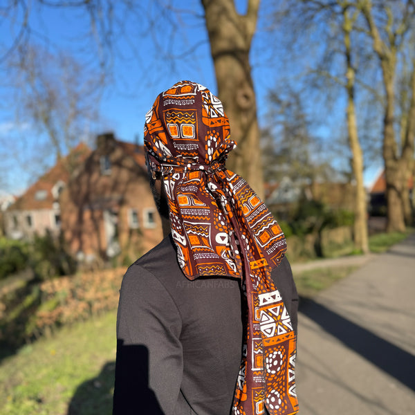 Durag / Du-rag / Bandana - Unisex - Braune Muster Bogolan