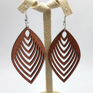 Afrikanische Print Ohrringe | Braune linienförmige Ohrringe aus Holz