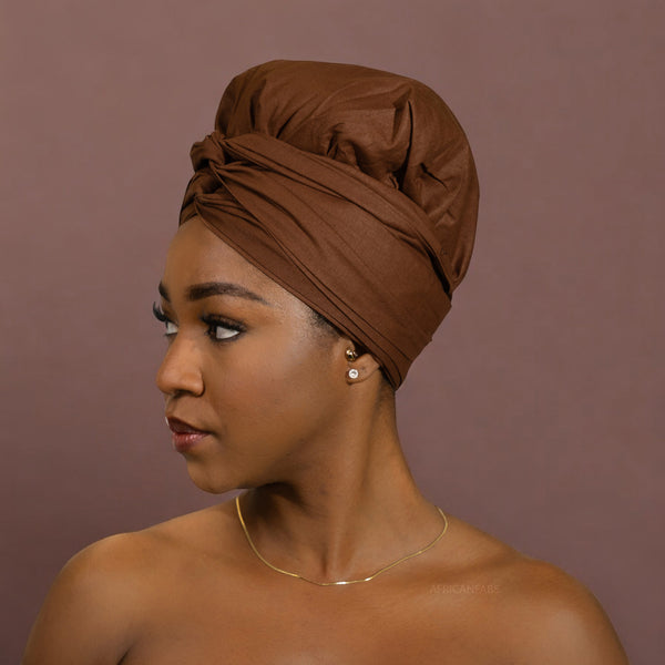 Easy headwrap / einfaches Kopftuch - Satinfutter - Braun