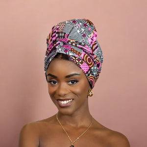 Easy headwrap / einfaches Kopftuch - Satinfutter - Rosa