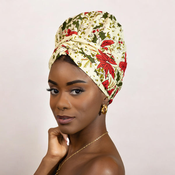 Easy headwrap / einfaches Kopftuch - Satinfutter - Cremefarbe