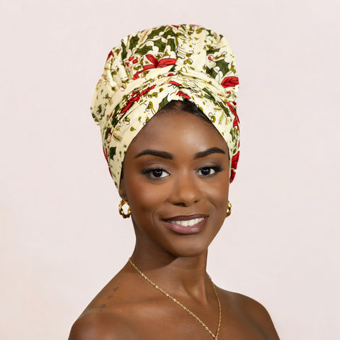 Easy headwrap / einfaches Kopftuch - Satinfutter - Cremefarbe