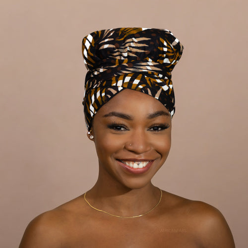 Easy headwrap / einfaches Kopftuch - Satinfutter - Braun