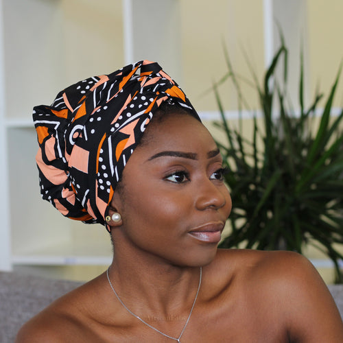 Easy headwrap / einfaches Kopftuch - Satinfutter - Lachs