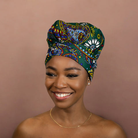 Easy headwrap / einfaches Kopftuch - Satinfutter - Multicolor Paisley