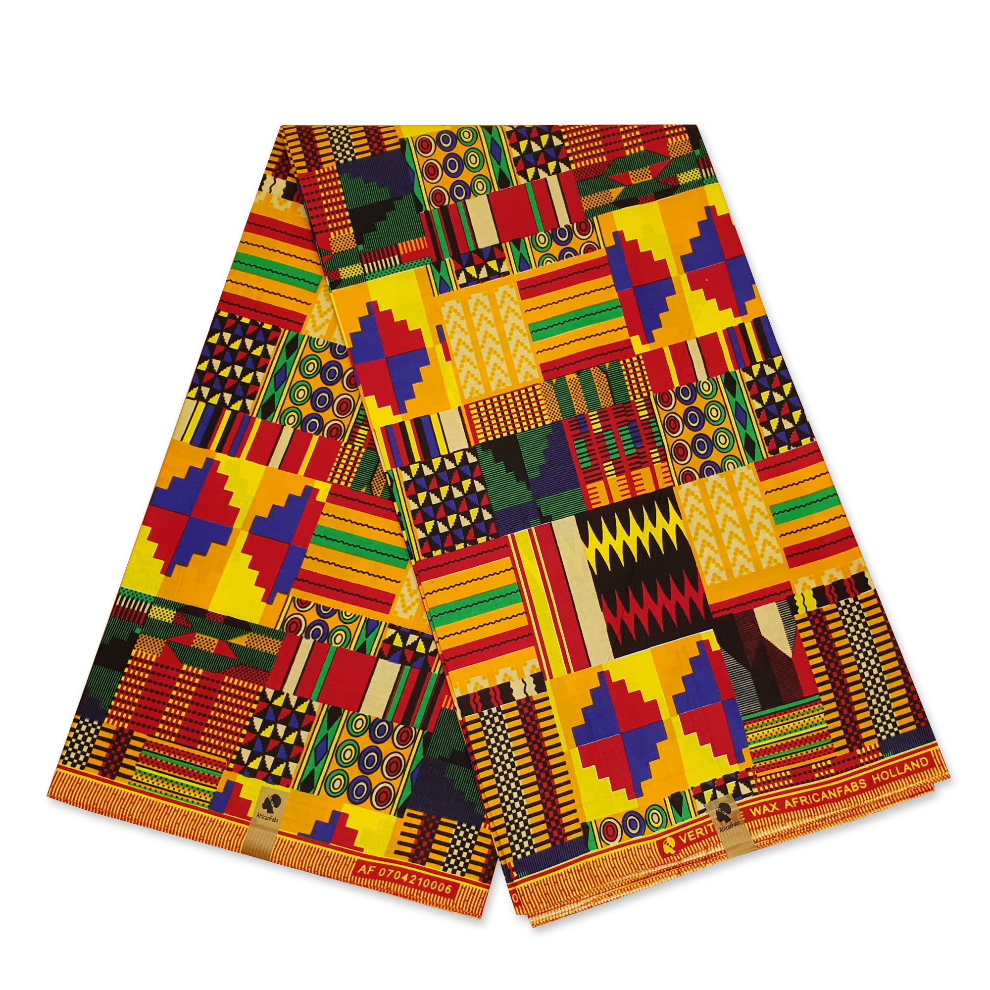 African Wax print fabric - Yellow Kente - 100% cotton