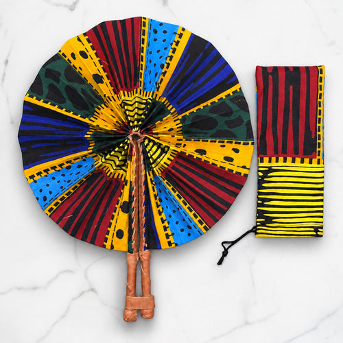 Afrikanischer Handfächer - Ankara Druck Handfächer - Mehrfarbig Akua