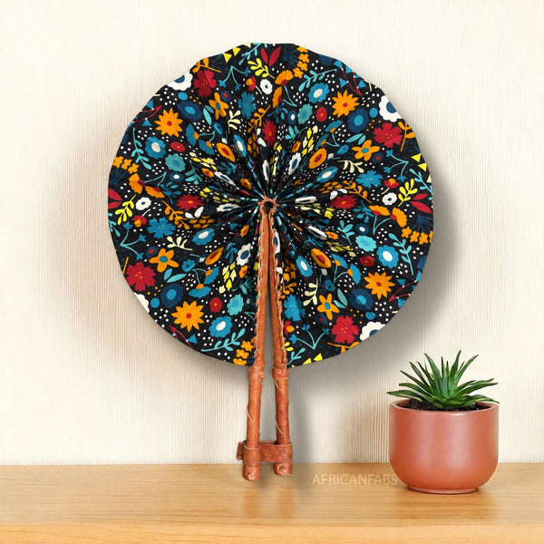 African Hand fan - Ankara print Hand fan - Multicolor Afia