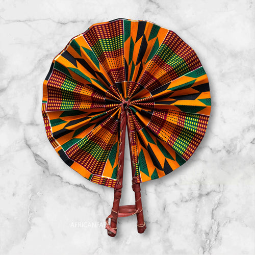 Afrikanischer Handfächer - Ankara Druck Handfächer - Osei - Kente