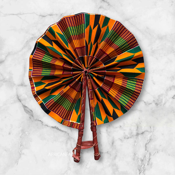 Afrikanischer Handfächer - Ankara Druck Handfächer - Osei - Kente