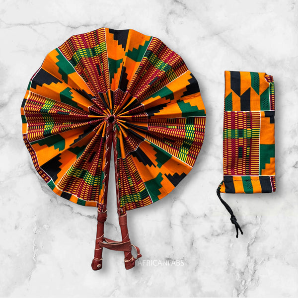 Afrikanischer Handfächer - Ankara Druck Handfächer - Osei - Kente