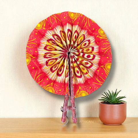 Afrikanischer Handfächer - Ankara Druck Handfächer - Tuesday - orange