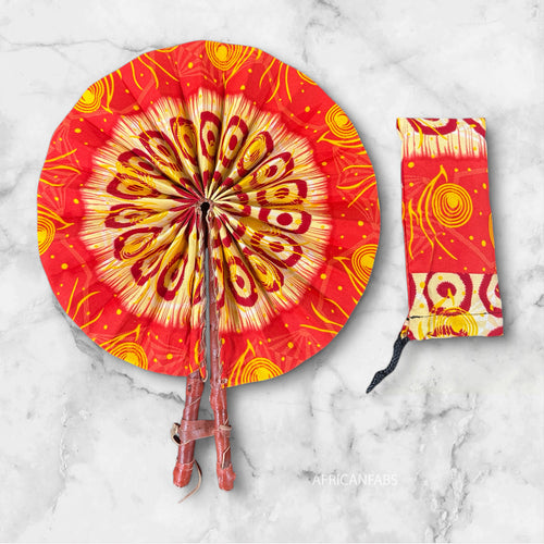 Afrikanischer Handfächer - Ankara Druck Handfächer - Tuesday - orange