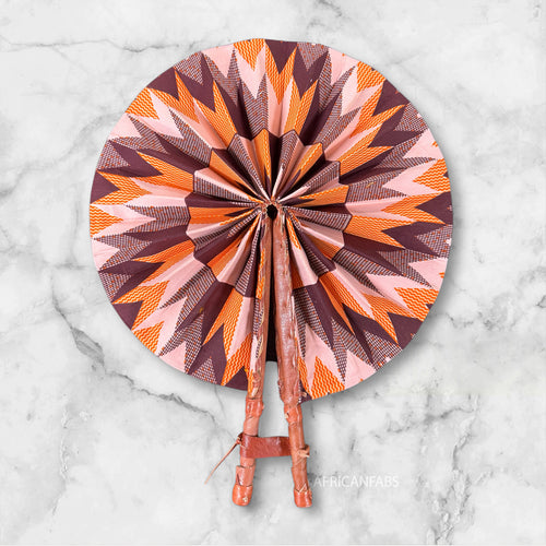 Afrikanischer Handfächer - Ankara Druck Handfächer - Wednesday - orange
