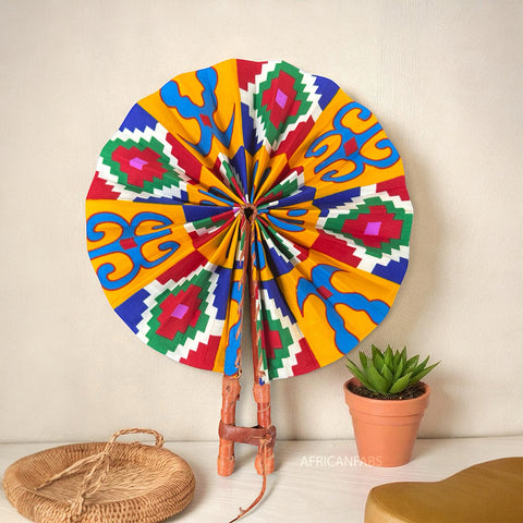 Afrikanischer Handfächer - Ankara Druck Handfächer - Thursday - Kente