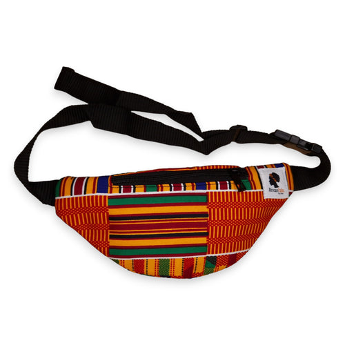 Bauchtasche mit afrikanischem Print Gürteltasche / Fanny pack / Hüfttasche / Bumbag - Orange / gelber Kente - mit verstellbarem Gurt