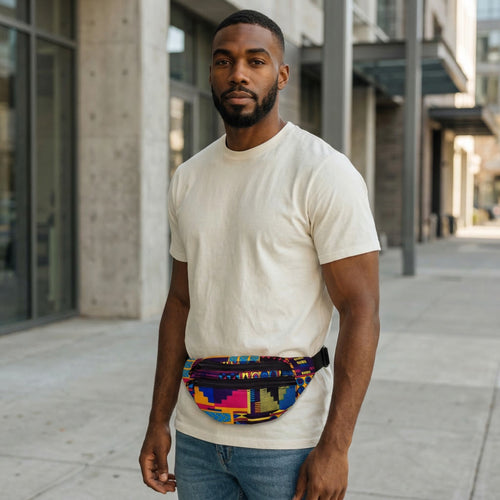 Bauchtasche mit afrikanischem Print Gürteltasche / Fanny pack / Hüfttasche / Bumbag - Multicolor kente - mit verstellbarem Gurt