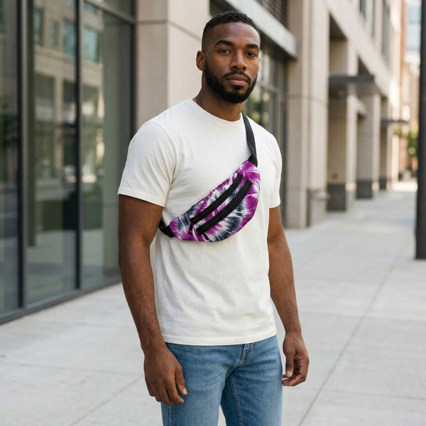 Bauchtasche mit afrikanischem Print Gürteltasche / Fanny pack / Hüfttasche / Bumbag - Lila Tie Dye - mit verstellbarem Gurt