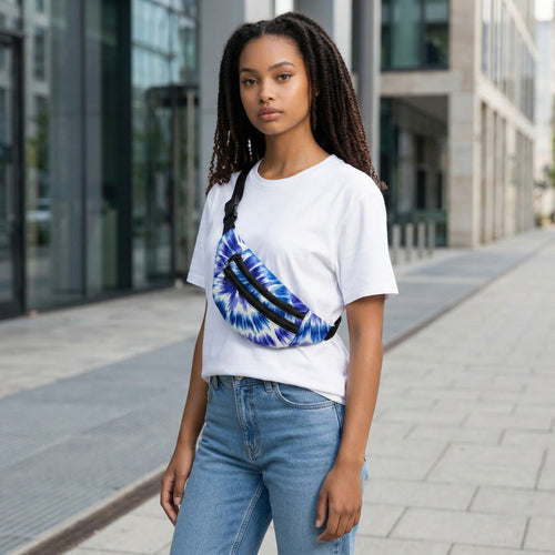 Bauchtasche mit afrikanischem Print Gürteltasche / Fanny pack / Hüfttasche / Bumbag - Blau Tie Dye