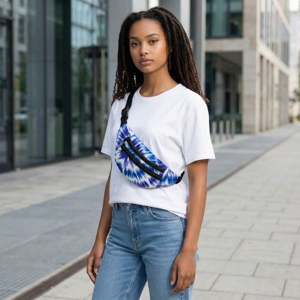 Bauchtasche mit afrikanischem Print Gürteltasche / Fanny pack / Hüfttasche / Bumbag - Blau Tie Dye