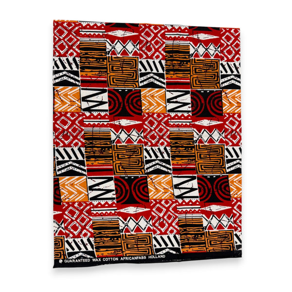 Fat Quarter Afrikanischer Wax Print Stoff - Rot FTQ 8718 - Quilting & Patchwork (45 x 57 cm / 18 x 22 inch)