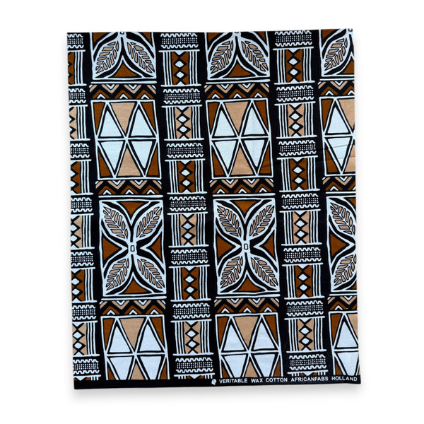 Fat Quarter African Wax Print Fabric - Brown Beige FTQ 8720 - Quilting & Patchwork (45 x 57 cm / 18 x 22 inch)