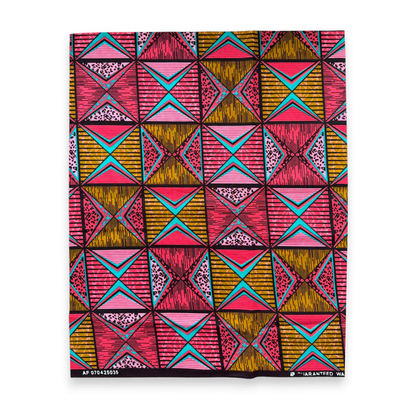 Fat Quarter African Wax Print Fabric - Pink Olive FTQ 8721 - Quilting & Patchwork (45 x 57 cm / 18 x 22 inch)
