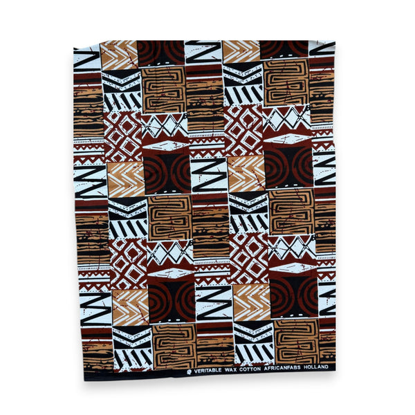 Fat Quarter African Wax Print Fabric - Brown FTQ 8731 - Quilting & Patchwork (45 x 57 cm / 18 x 22 inch)