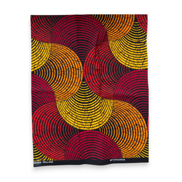 Fat Quarter African Wax Print Fabric - Red Yellow FTQ 8736 - Quilting & Patchwork (45 x 57 cm / 18 x 22 inch)
