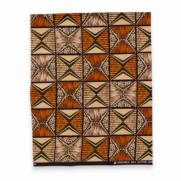 Fat Quarter Afrikanischer Wax Print Stoff - Orange Beige FTQ 8739 - Quilting & Patchwork (45 x 57 cm / 18 x 22 inch)