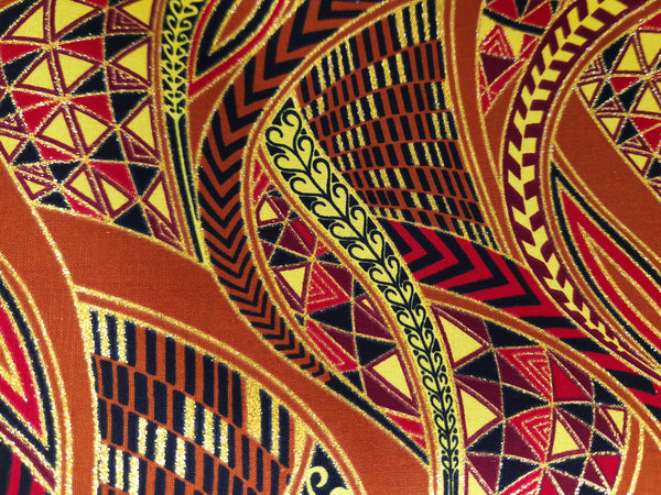 Afrikanischer Stoff - Exklusiv Verschönerte Glitzereffekte 100% Baumwolle - GL-4002 Braun Gold