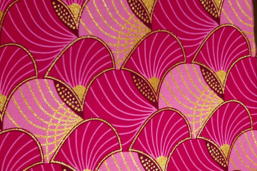 Afrikanischer Stoff - Exklusiv Verschönerte Glitzereffekte 100% Baumwolle - GL-4010 Rosa Gold