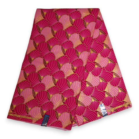 Afrikanischer Stoff - Exklusiv Verschönerte Glitzereffekte 100% Baumwolle - GL-4010 Rosa Gold