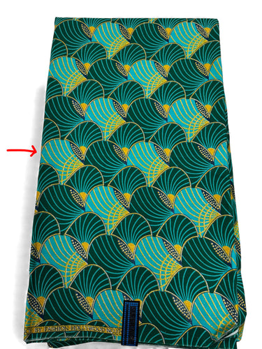 Afrikanischer Stoff - Exklusiv Verschönerte Glitzereffekte 100% Baumwolle - GL-4014 Grün Gold (Wichtig: bitte lesen)