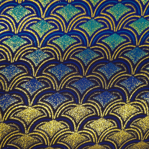 Afrikanischer Stoff - Exklusiv Verschönerte Glitzereffekte 100% Baumwolle - GL-4024 Blau Gold