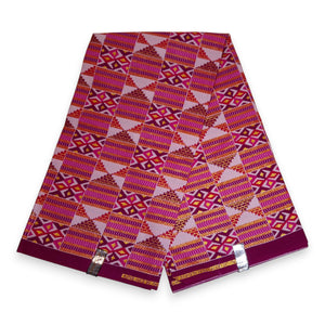 Afrikanischer Stoff - Exklusiv Verschönerte Glitzereffekte 100% Baumwolle - GL-4028 Rosa Gold Kente