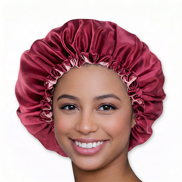 Afabs® Schwarze Anti-Tangle Haarbürste + Rote Satin Bonnet | Entwirrungsbürste | Hair bonnet | Kamm für Locken | Lockenhaarbürste