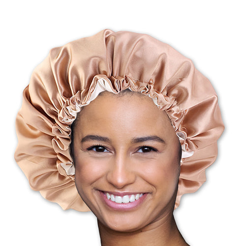 SATIN-SET - Schütze dein Haar und deine Haut - Kaki Satin bonnet / Schlafhaube + Satin-Kissenbezug + Scrunchie