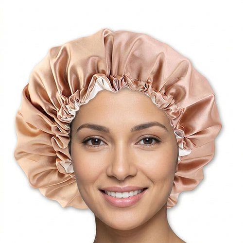 SATIN-SET - Schütze dein Haar und deine Haut - Kaki Satin bonnet / Schlafhaube +  2 x Satin-Kissenbezug