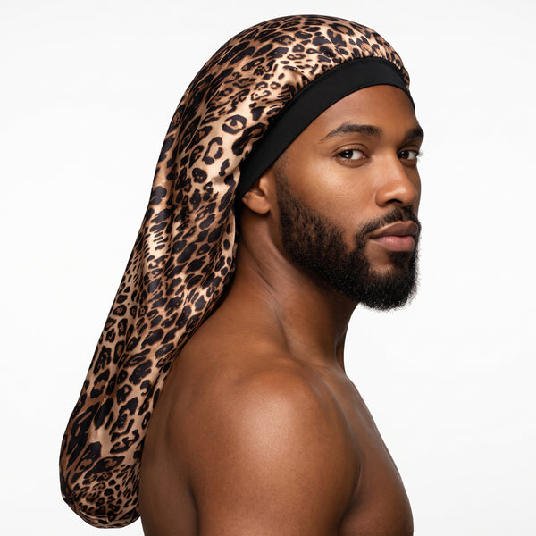 Satin Bonnet für Dreadlocks / Zöpfe / Rasta - Leopard print Dreadsock / Satin bonnet / Schlafhaube / Hair Bonnet